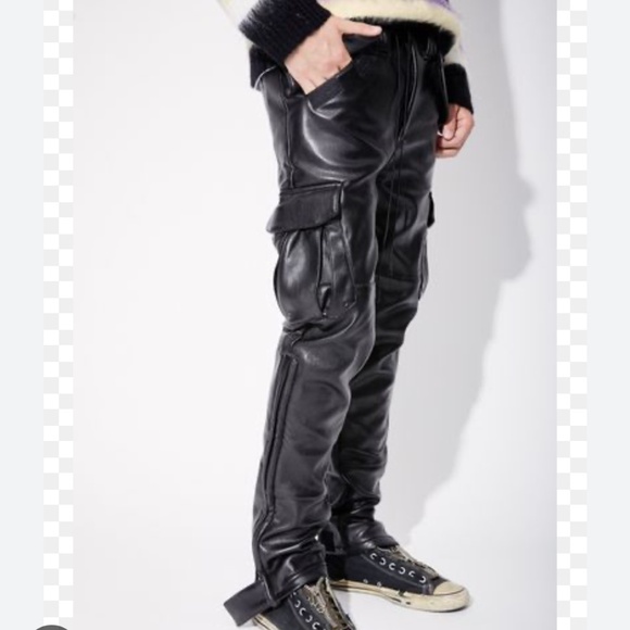 RTA Otis Relaxed Fit Vegan Leather Cargo Pants NWT Size M